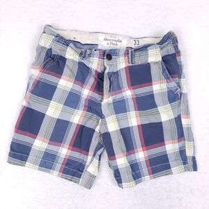 Abercrombie & Fitch Plaid Cotton Shorts Size 33 Multi-Color Preppy Casual